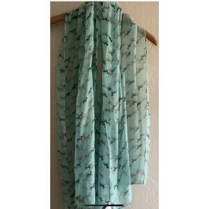Joy Susan Turquoise Running Horses Scarf 71”x27”